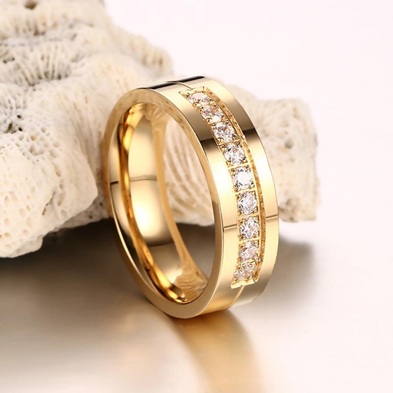 Gold Color Wedding Bands Rings for Women Men High Quality CZ Engagement Couple Promise Ring Anniversary Alliance Jewelry Gift