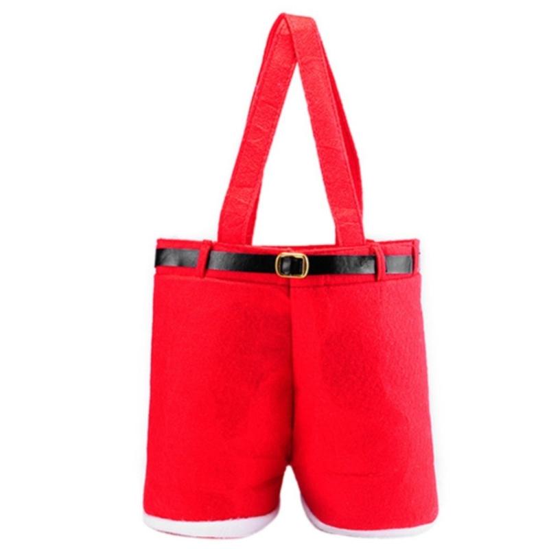 Christmas Santa Pants Gift Bag Large Handbag Candy Wine Bag Trousers Wedding Candy Bag for Wedding Holiday New Year Gift