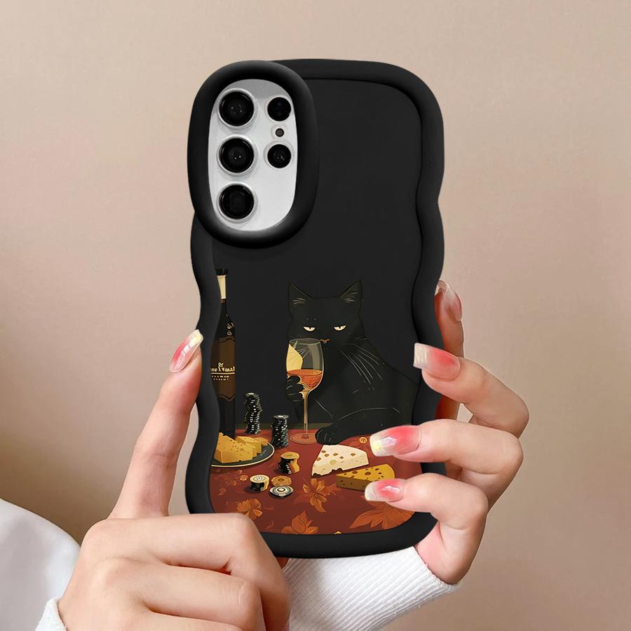 Slightly Drunk Cat Soft Phone Cover Case for Samsung Galaxy S23 Plus S24 S25 S21 A25 A26 S20 FE S22 Ultra A55 A24 A36 A54 A34