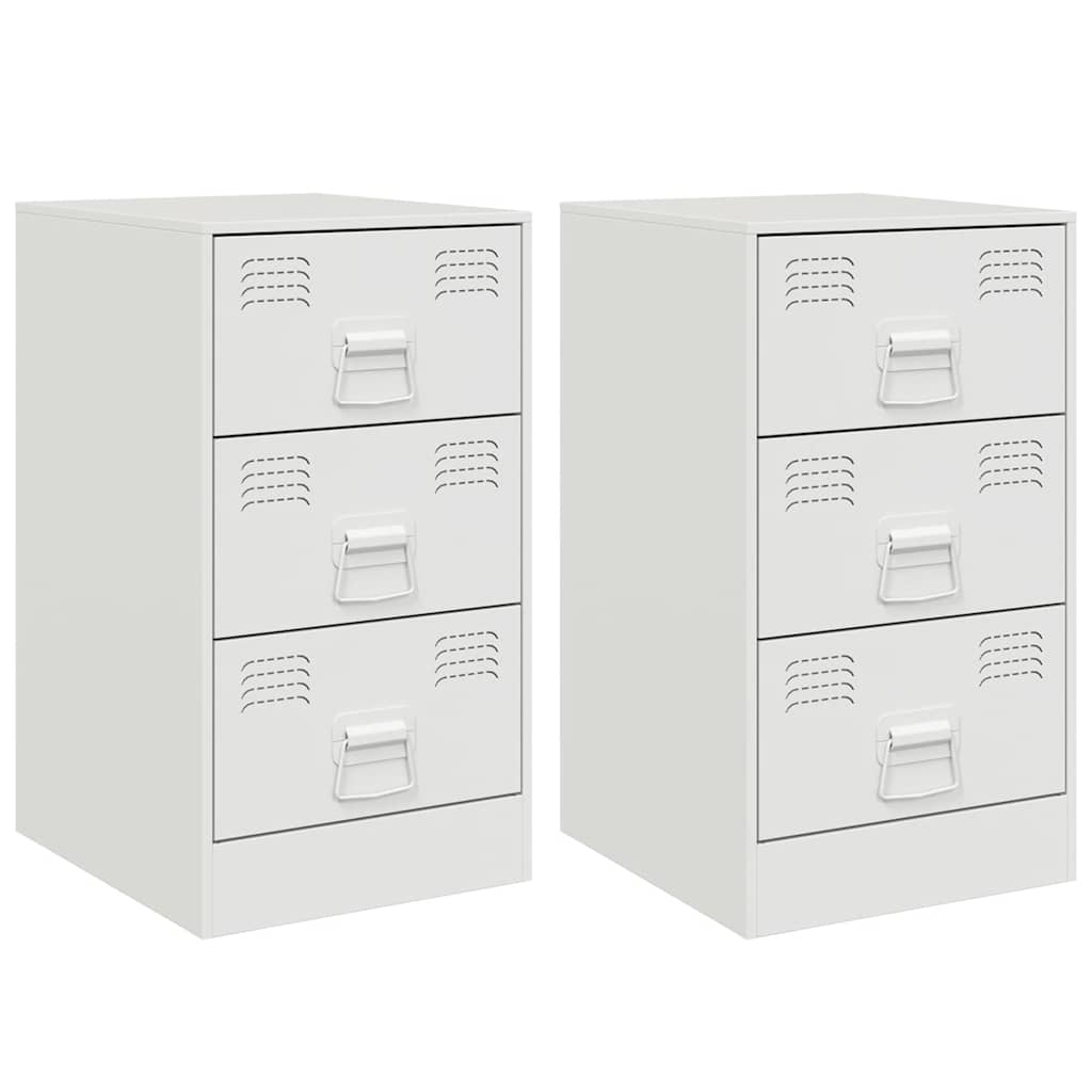 Nightstands 2 pcs White 34.5 x 39 x 62 cm Steel