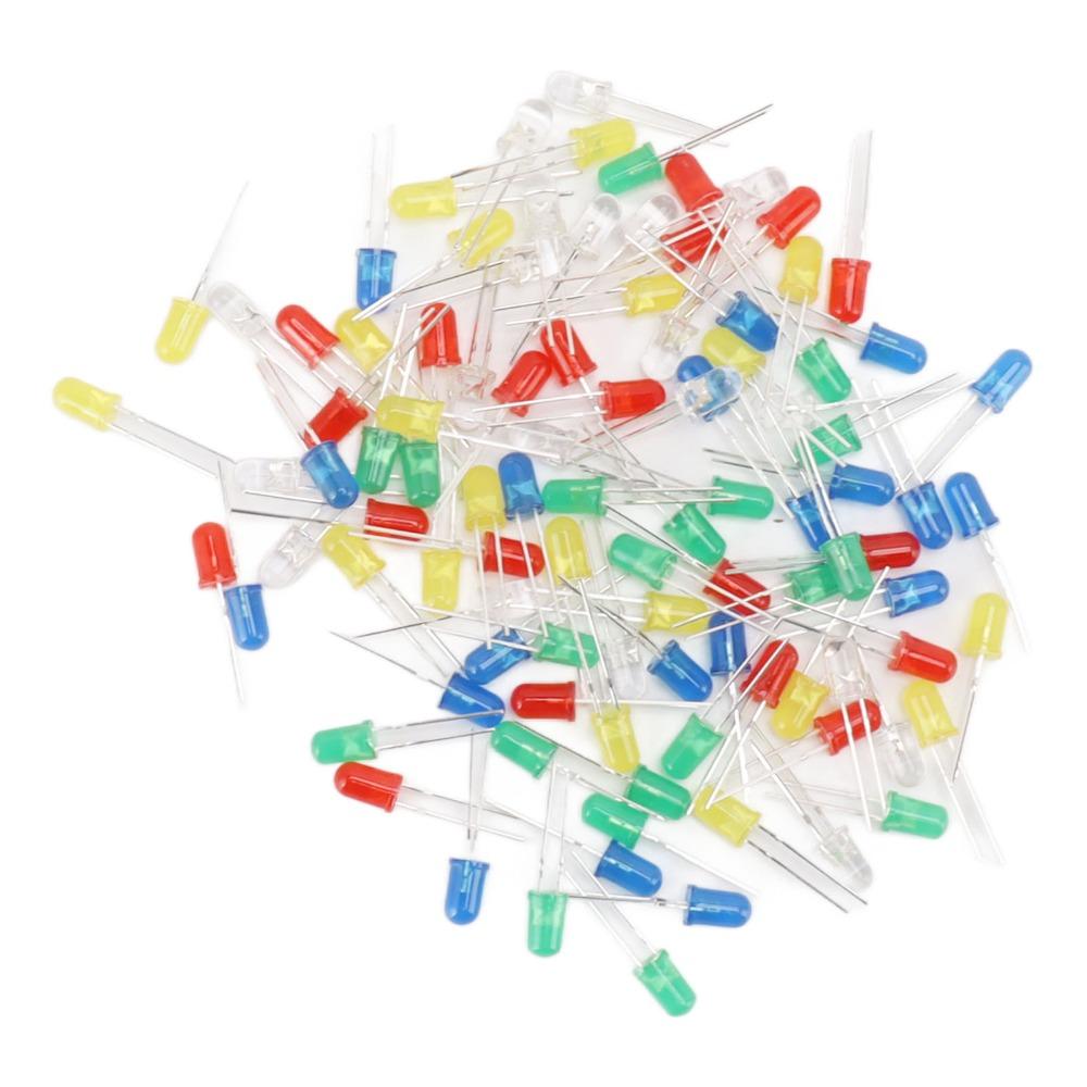 100PCS 5 Color Light Emitting Diodes ABS LED Assortment Kit Easy LED Diode Lights  Electronics Parts