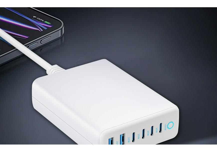 200W GaN Desktop Charger: High-Power 20V/5A Universal Station for Phones, Tablets, Laptops