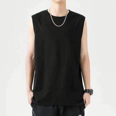 Summer New American Sleeveless O-neck Solid Color T-shirt Men's Fashion Casual Sports Fitness Basketball Vest