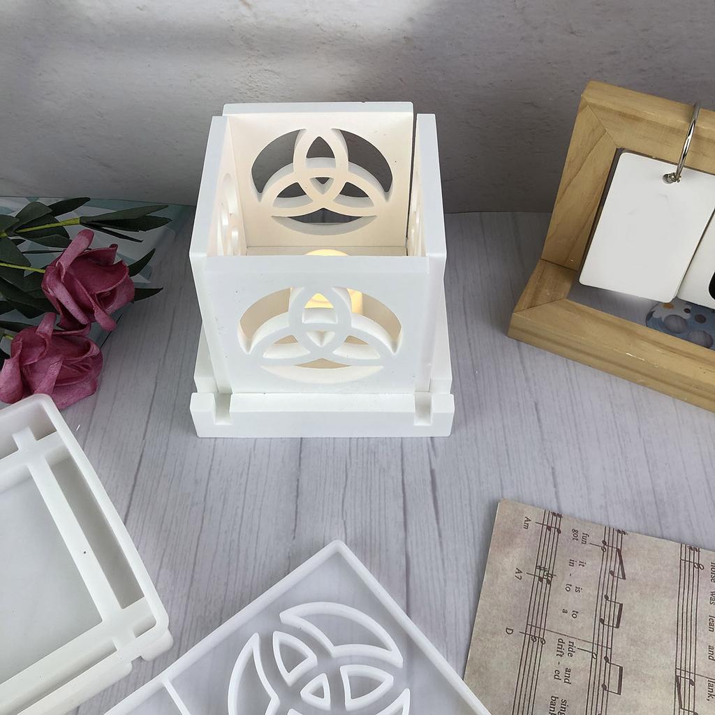 2pcs Creative Celtic Knot Candle Holder Silicone Mold Set Sturdy Display Ornament Mould for DIY Crafts and Home Decors