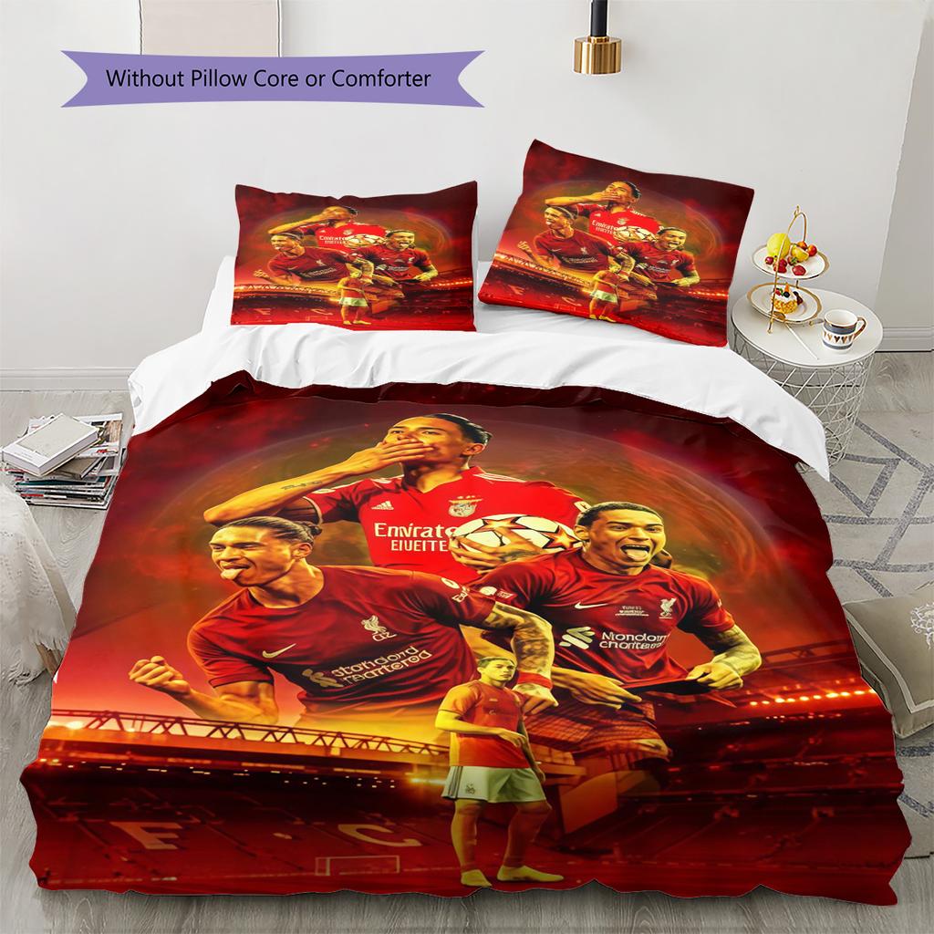 Arsenal F.C Pattern Bedding Quilt Set Quilt Cover Pillowcase Home Decoration Birthday Gift (1 * duvet cover + 2 * pillowcase, without core)