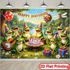 2D Cartoon Frosch Geburtstag Hintergrundtuch, Outdoor Natur Wandbehang