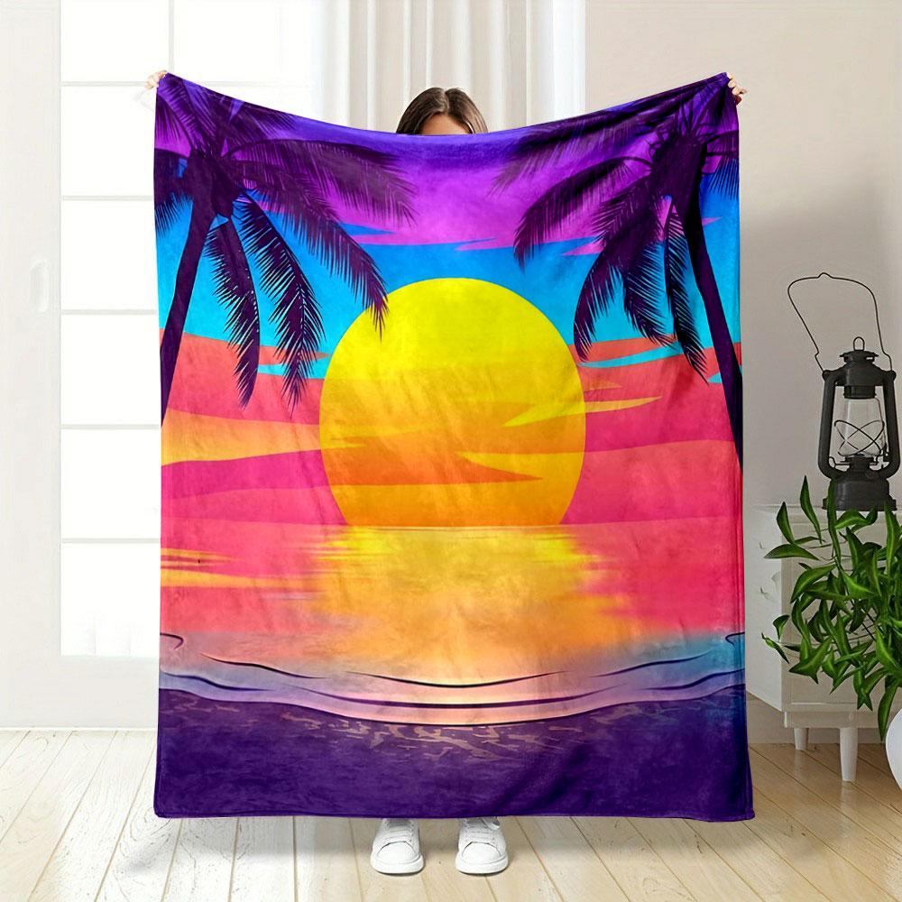 Tropical Sunset Paradise Print Blanket Soft and Cozy Perfect for the Living Room Bed Sofa or a Nap,gift