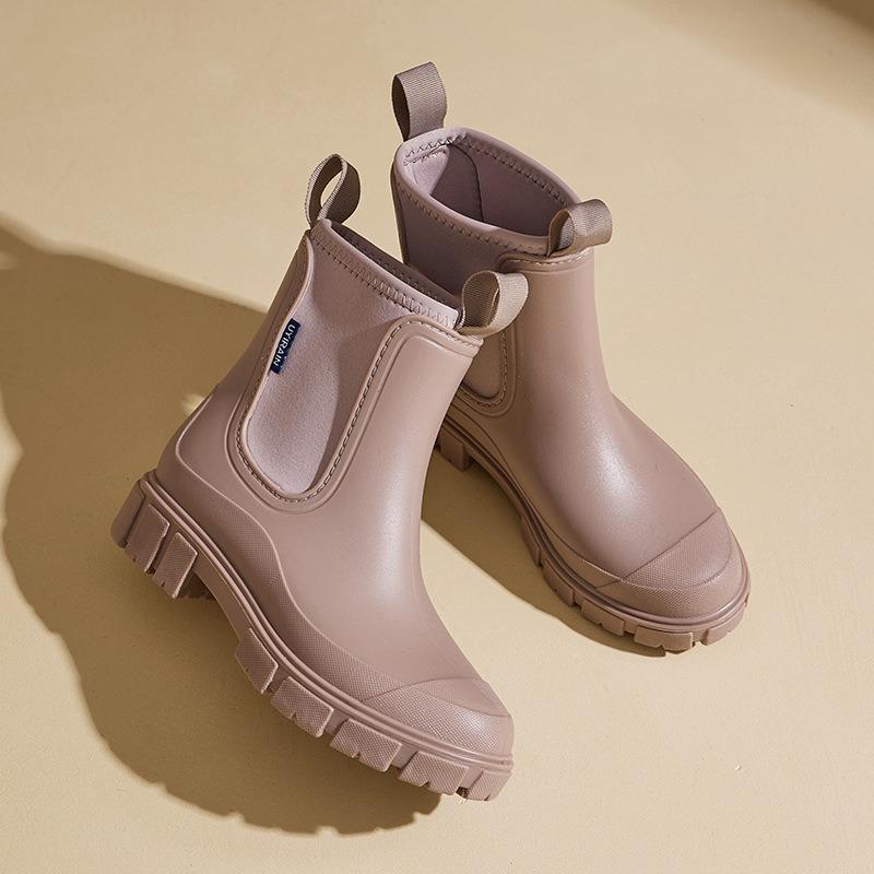 Rain shoes women's new fixed cotton waterproof and non-slip work rubber shoes fashionable adult short tube heightening rain boots