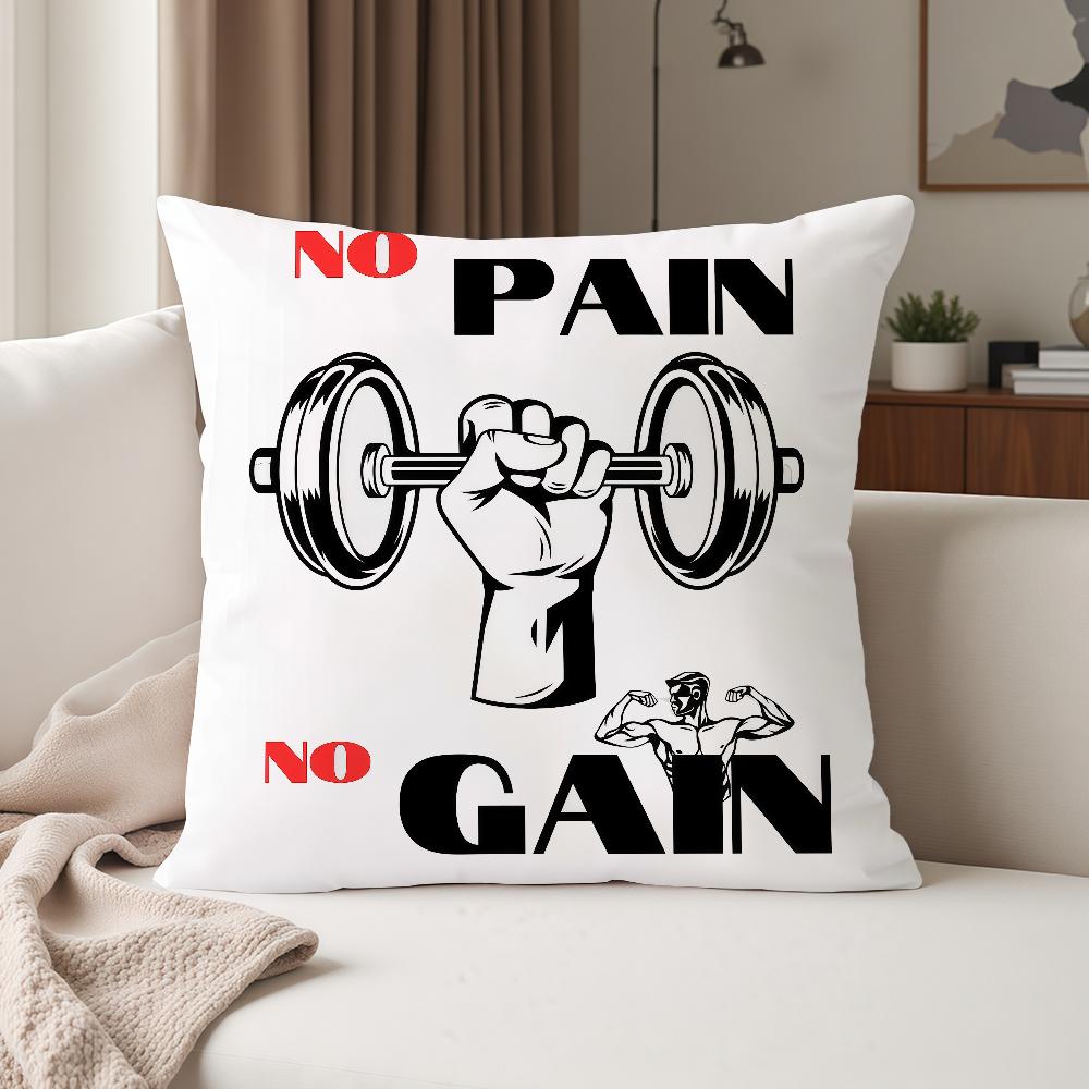 No Pain No Gain GYM Pillow Case Suitable For Bedrooms Living Rooms Cars Home Decoration