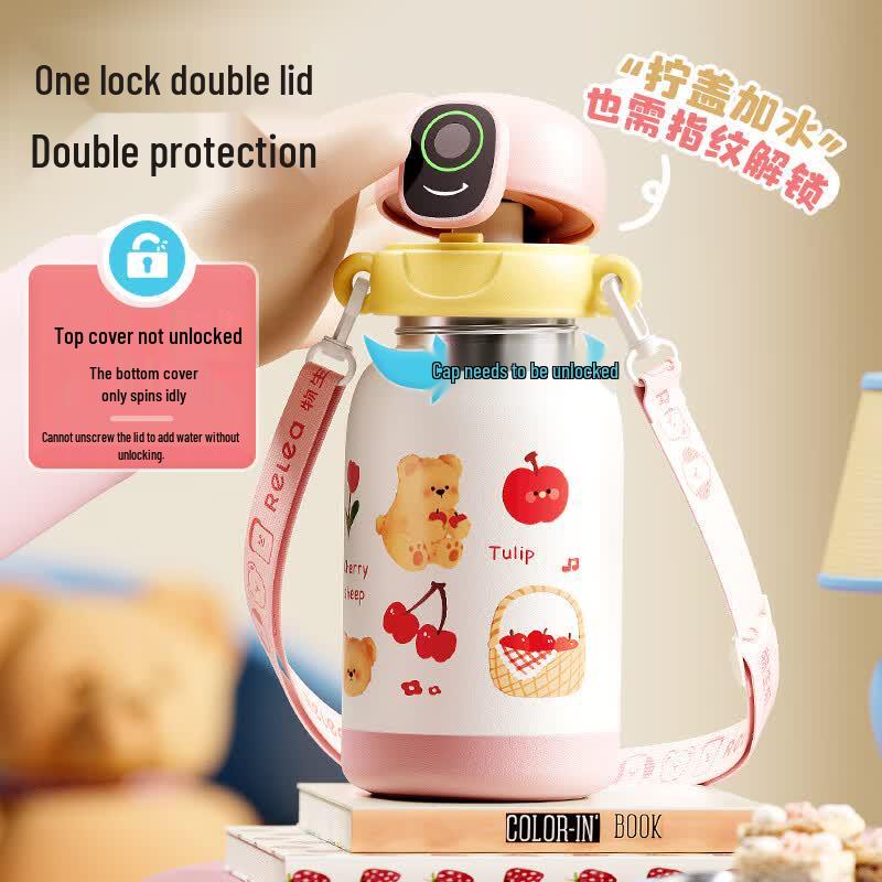 RELEA Kids Fingerprint Unlock 316L Stainless Steel Insulated Water Bottle