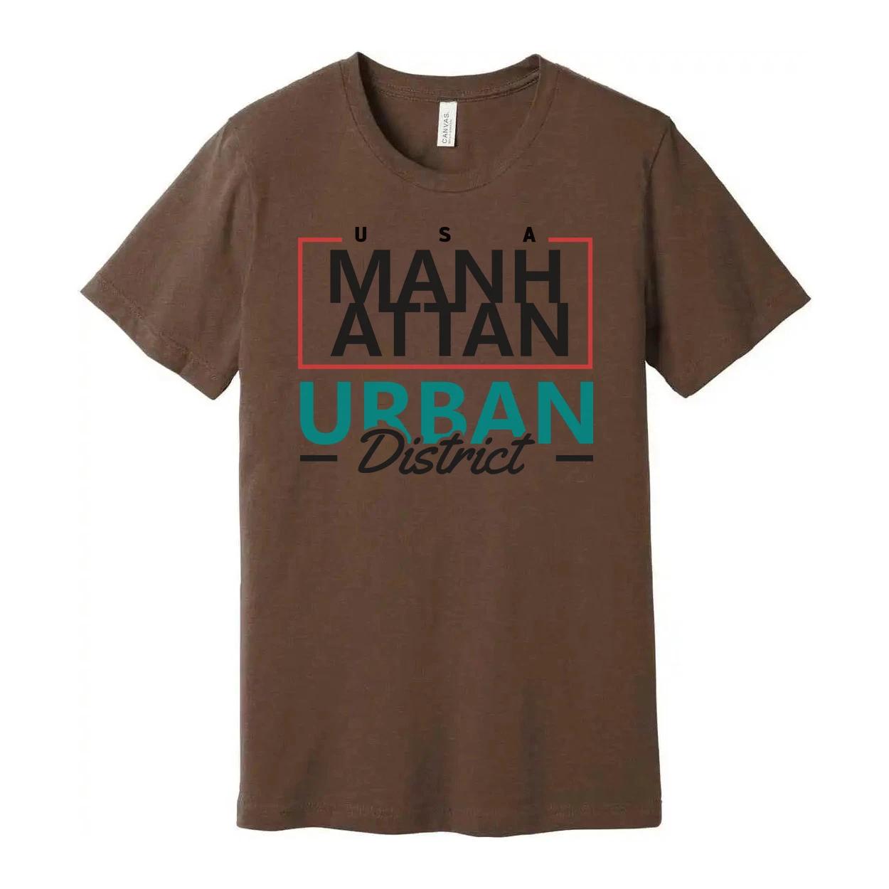 Manhattan Urban District Graphic Unisex T Shirt With Red Frame And Teal Urban Te 4XL