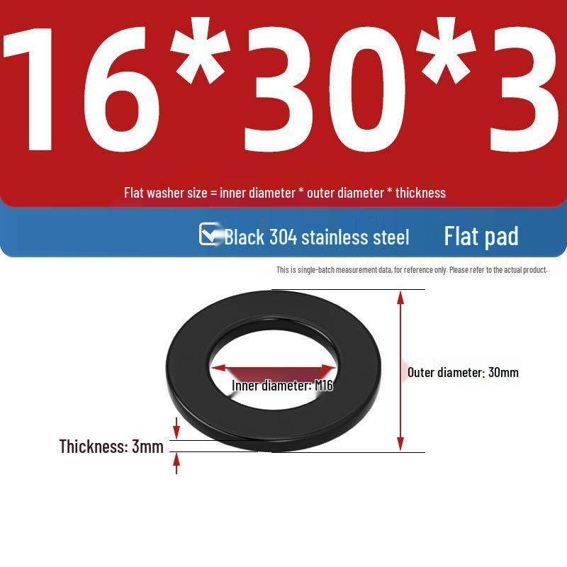 Ultra-Thin Black Zinc-Plated Stainless Steel Flat Washer (M2-M20)