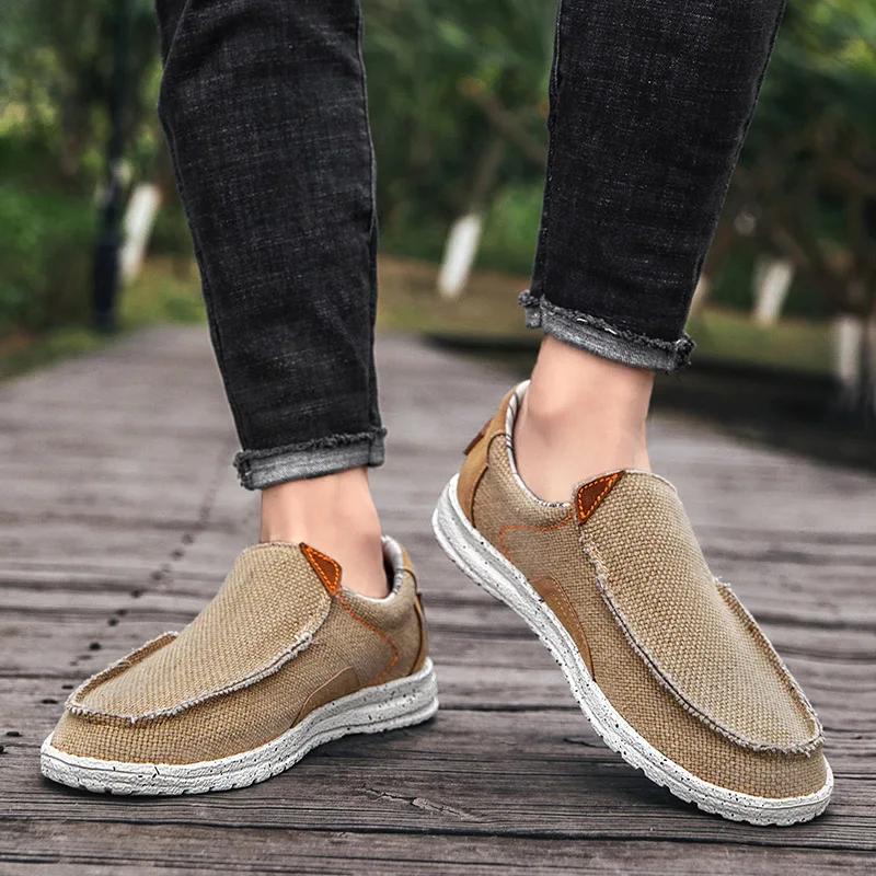 Mode Sommer Denim Canvas Herren Atmungsaktive Freizeitschuhe Outdoor Rutschfeste Sneaker Bequeme Fahrschuhe Herren Slipper Große Größe 39-47