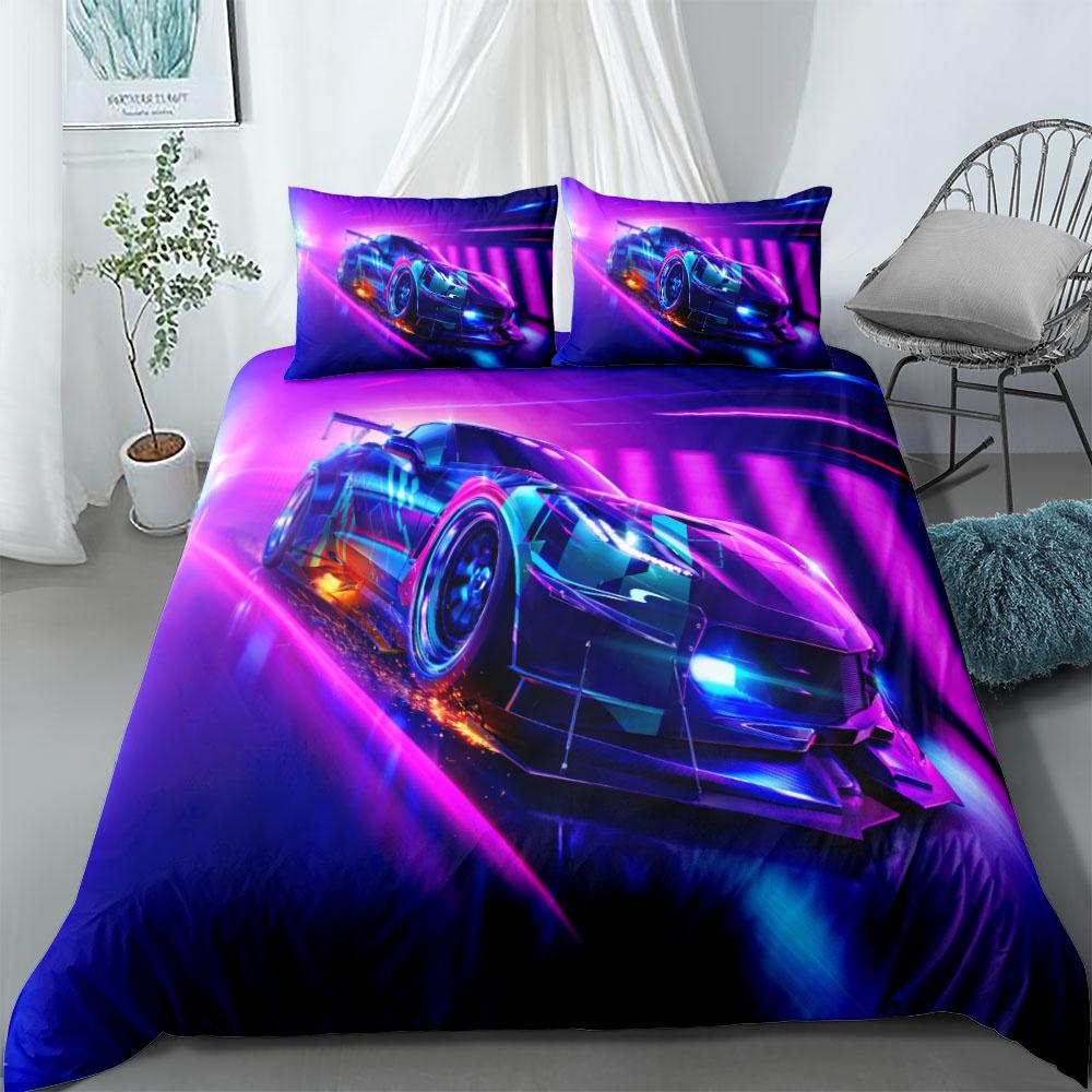 Formulas One Sports Car Bedding Set King Queen Double Full Twin Single Size Mega Bed Linen Set