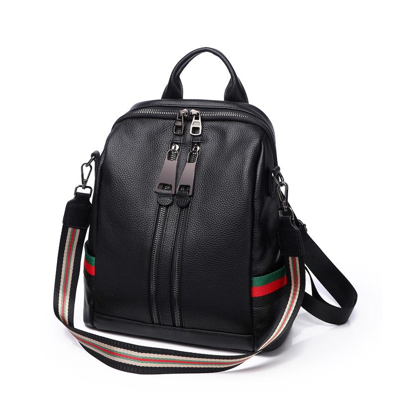 Factory direct sales 2020 new first-layer cowhide Korean version genuine leather schoolbag trendy women's backpack casual zipper backpack