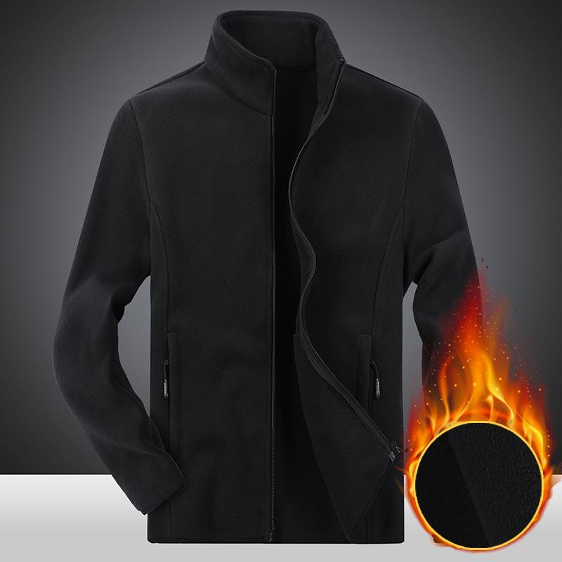 Winter Fleece Hiking Jacket Windbreaker for Men Sportswear Wool Lining Thickened Warm Men's Coat Plus Size Overcoat
