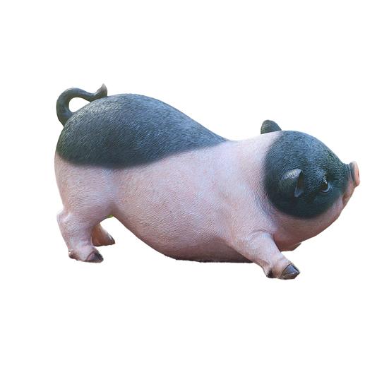 Garden Pig Statue, Outdoor Resin Piggy Ornament, Cute Piglet Sculpture, Farmhouse Decoration for Yard Lawn Patio