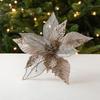 28CM Sticky Powder Fabric Christmas Flower Mesh Sequin Ornament Simulation Flower Christmas Tree Window Decoration Flower Arrangement