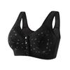 Supportive Wireless Bra with Front Buttons and Breathable Cotton Fabric