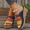 Women's Slope Heel Platform Slippers Summer Large Size High Heel Platform Color Matching Roman Style Beach Cool Slippers