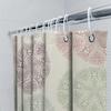 Beautiful Mandala Pattern Shower Curtain Set For Bathroom Decor Pink, Green Beige Colors Included With Hooks 72X84 Inches Size