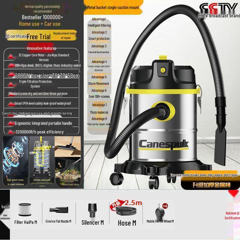 

Високопотужний пилосос для вологого/сухого прибирання для дому, готелю, автомобіля та промислового використання