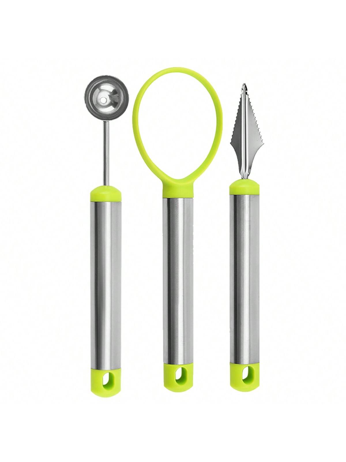 

Leeseph 3Pieces Garnish Shape Tool Set for Fruit Vegetables, Набор инструментов для резьбы по фруктам из нержавеющей стали, Гаджет для фруктов на домашней кухне зелёный