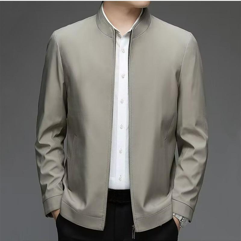Men s Jackets Spring and Autumn Casual Jackets Men s Men s Tops Loose Stand-up Collar Business Dad Wear S