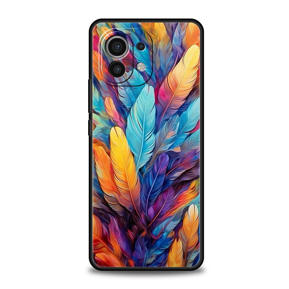 Phone Case Cover for Xiaomi Mi 15 14 13 12 11 Ultra 14T 13T 12T 11T 10T Pro Lite Soft TPU Capas Fashion Gradient Feather Pattern