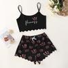 Set pigiama da donna, lingerie sexy, stampa leopardata, con scollo a V, top senza maniche e pantaloncini, set pigiama, abbigliamento per la casa