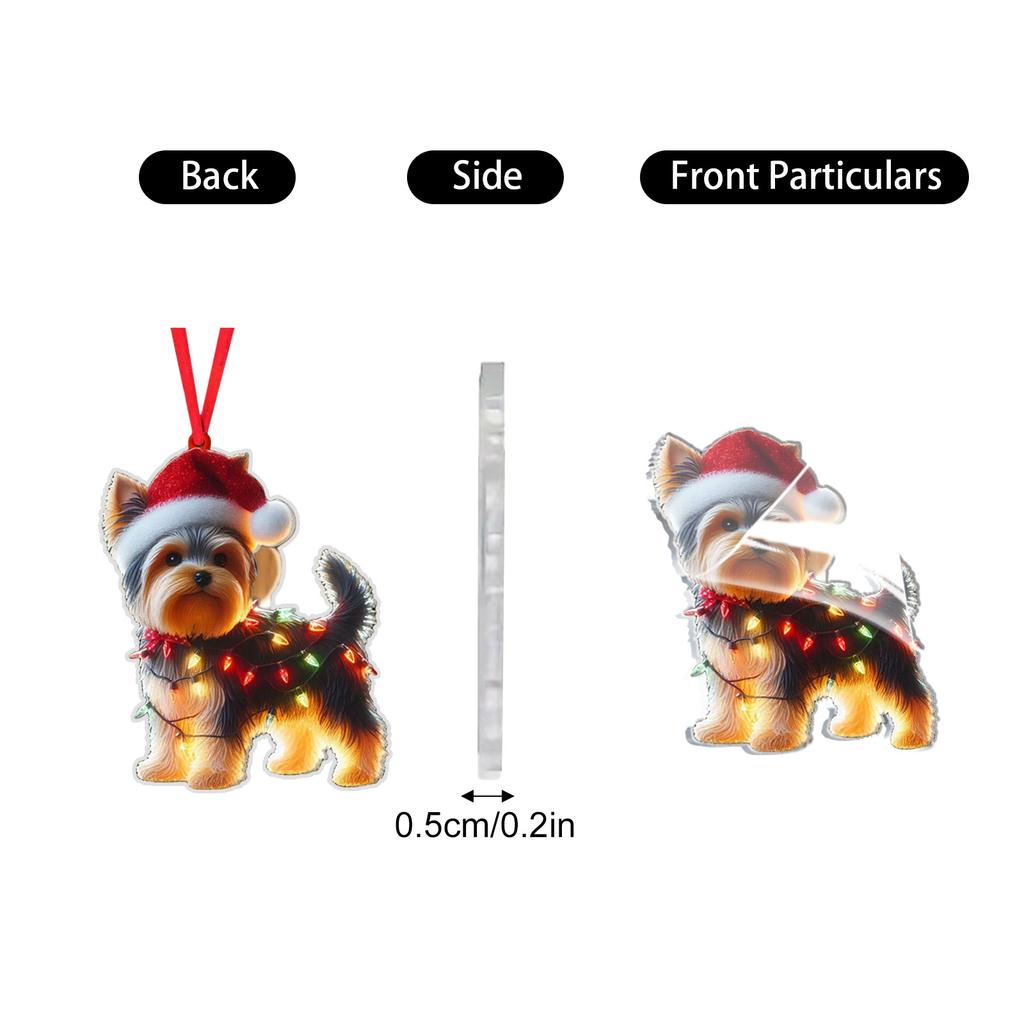 2D Acrylic Animal Ornaments With Christmas Hats, For Christmas Tree Decoration