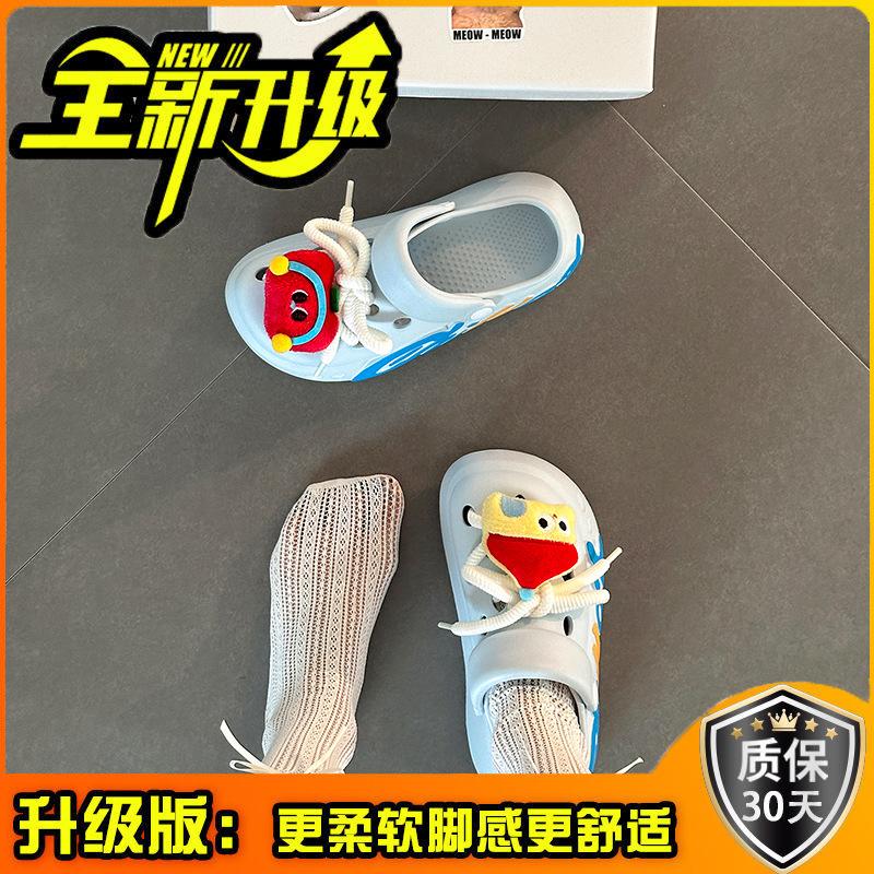 Cartoon platform hole shoes summer fashion outerwear doll muffin bottom heightening beach sandals girls bag head slippers
