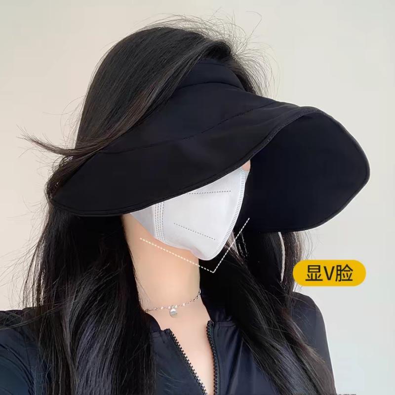 Foldable Sun Hats For Women Wide Brim Empty Top Visor Cap Outdoor Uv Protection Female Adjustable Sunscreen Hat Sport Visors