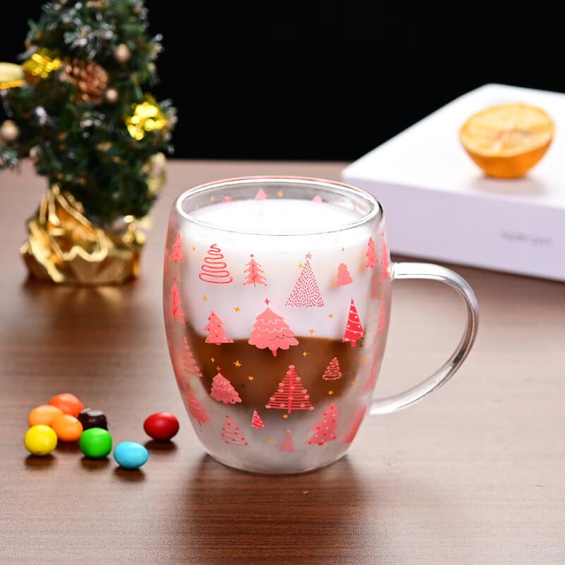 Pink Christmas Tree Glass Cup