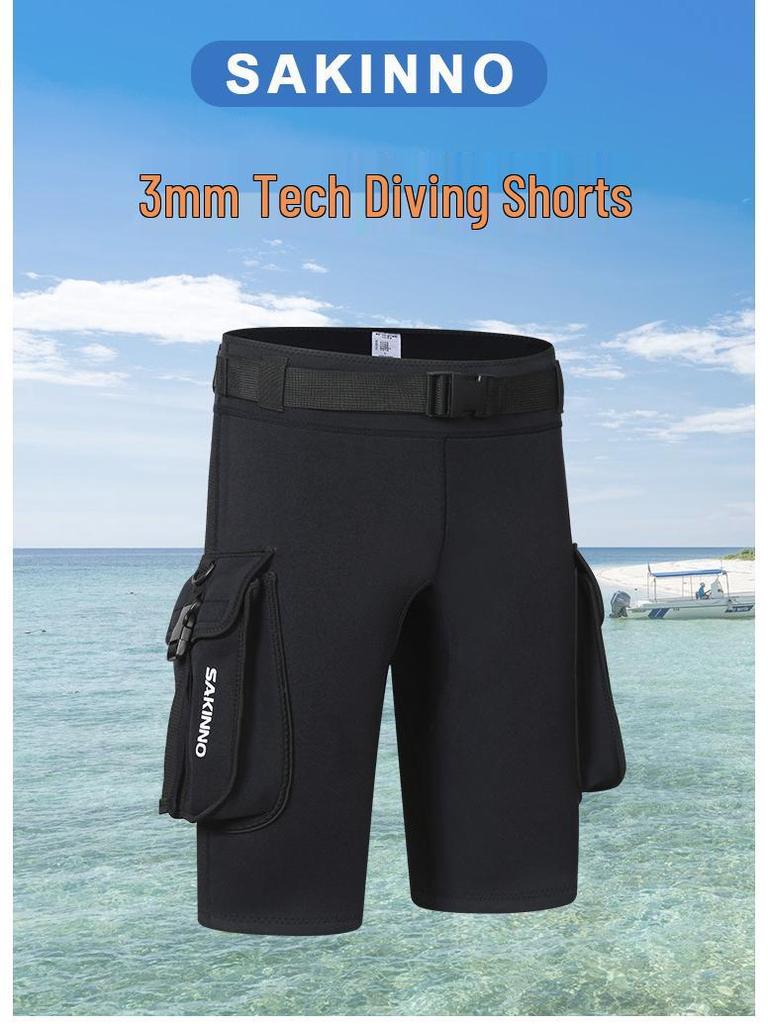 3MM Unisex Tech-Tauchshorts zum Schnorcheln, Windsurfen, Rudern & Surfen mit Aufbewahrung