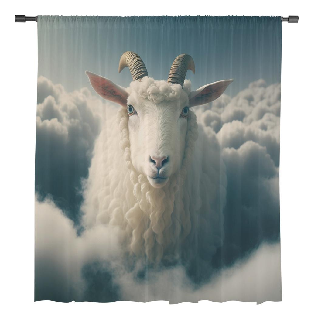 Owce Niebo Białe Chmury Przezroczyste Zasłony Do Salonu Sypialni Pokoju Dziecięcego Tiulowa Dekoracja Okna Draperie