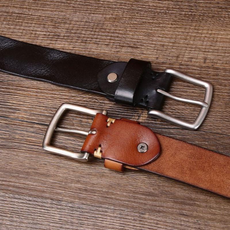 Belt Men's Real Cowhide Personalized Metal Retro Belt Pin Buckle First Layer Cowhide Casual Belt