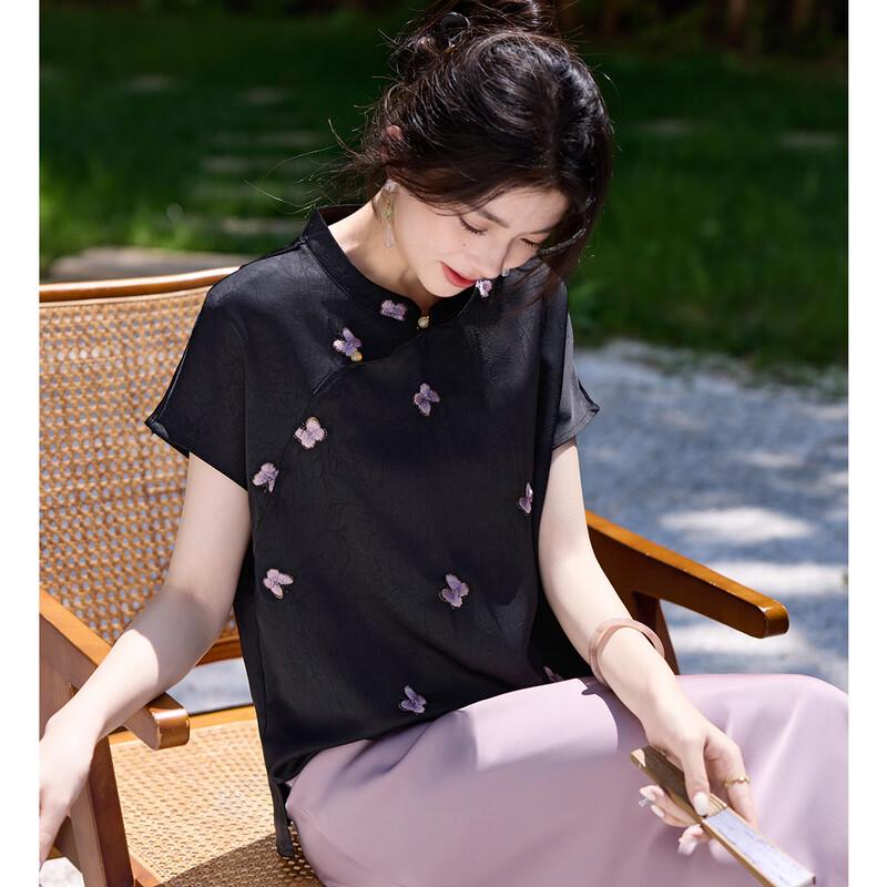 

Oudifu Elegant Thin Dark Pattern Shirt M
