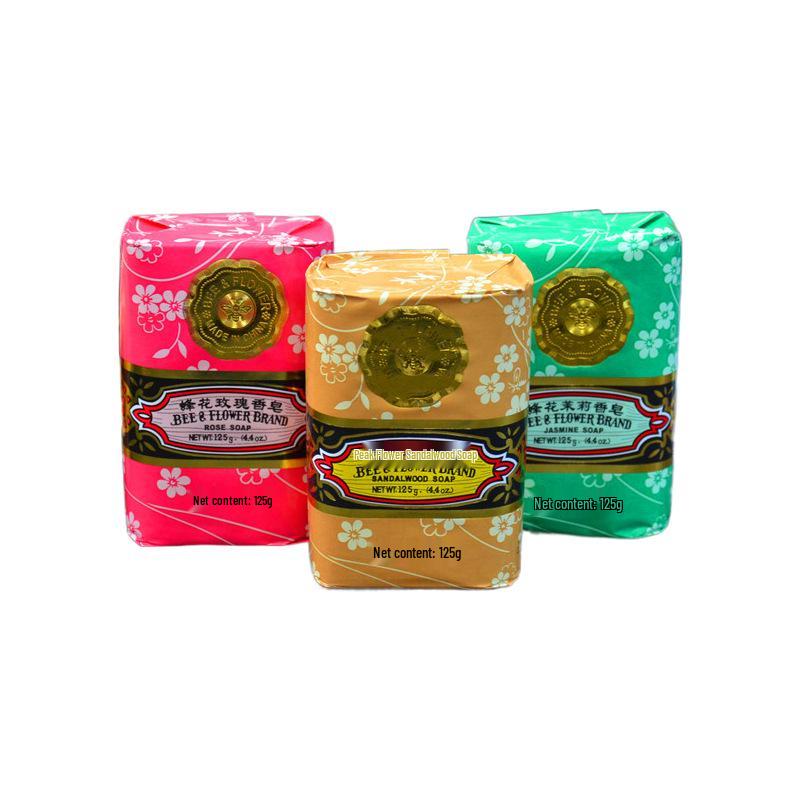 Bee & Flower Sandalwood Soap - 125g Classic Jasmine Rose Cleansing Bath Bar