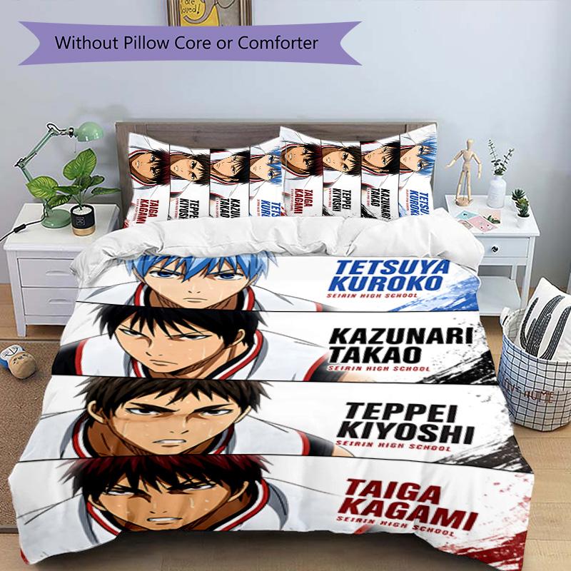 3pcs Kuroko's Basketball Design Cover Set - HD Printed Bedding with 1 Cover and 2 Pillowcases - Perfect for Home and Dorm Decor