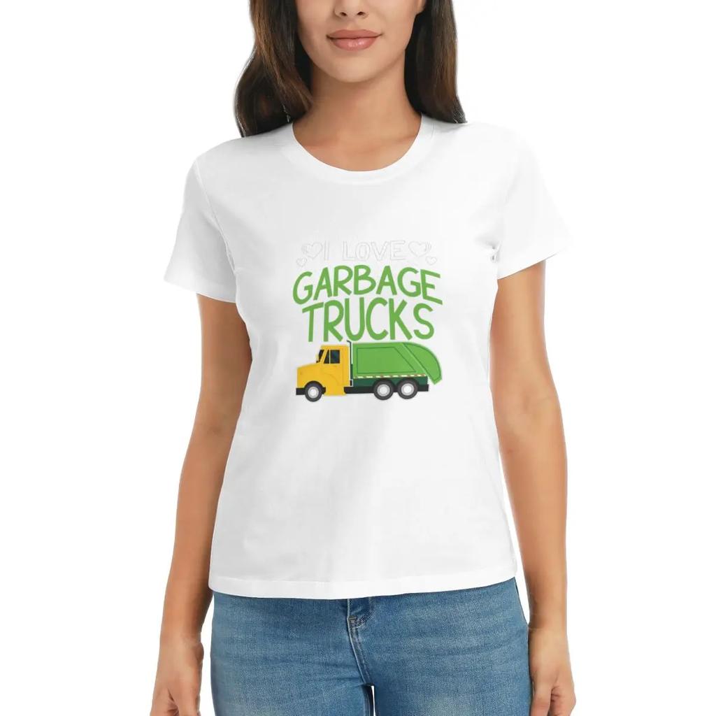 Damen T-Shirt Müllwagen Design Müllwagen Müllsammelfahrzeuge Sommer Kurzarm T-Shirts T-Shirts Kleidung Oberteile