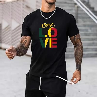 Men's Black Cotton Short Sleeves. Soft and Comfortable. Round Neck Design, Casual Fashion, Letter Printing