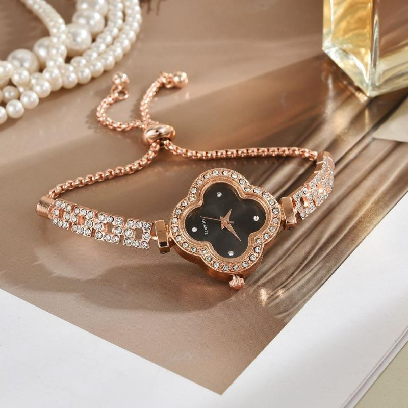 Four-leaf Clover Bracelet Watch Women's Diamond-encrusted Light Luxury Niche High-end Temperament Exquisite Women's Bracelet Women's Watch