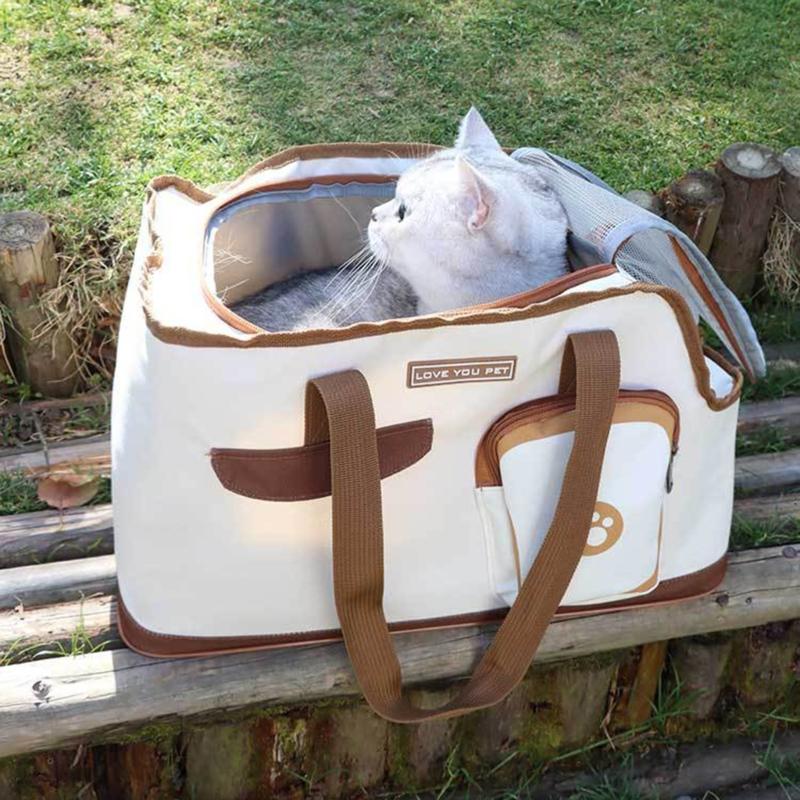 Outdoor Carriers Bag for Small Pet Dog Carriers Bag Cats Carriers Bag with Pouches Breathable Carry Bag for Dog Cats