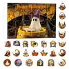 2025 Halloween 2D Ghost Reading Ornament Countdown Set 24 Days Advent Calendar Stained Glass Window Hanging Suncatchers for Home Decor