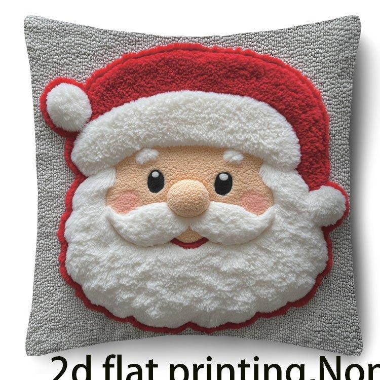 Christmas Is Cute and fun!Santa Claus & Snowman Pattern On Pillowcase New Year Home Decoration 2d Flat Printing
