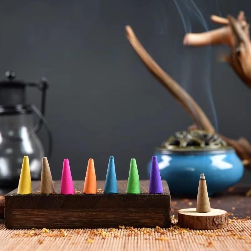 60Pcs/bag Mixed Cones Incense Lavender Sandalwood Anxiety Relief Fragrance Incense Cone for Yoga Meditation Relaxation