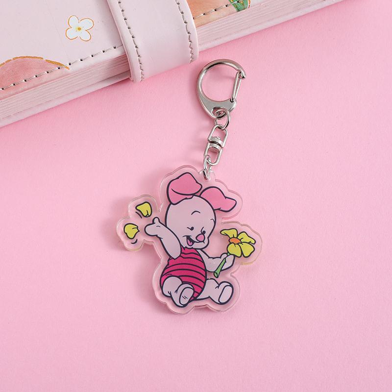 1/12Pcs Disney Winnie the Pooh Acrylic Car Keychain Cute Backpack Pendant Funny Bag Charms Accessories Decoration Holiday Gifts