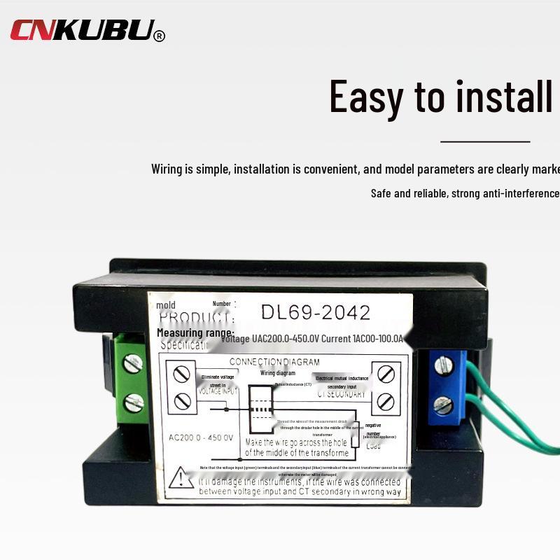 DL69-2042 High-Precision Dual-Display LED AC Meter 220/380V 100A True RMS Detector