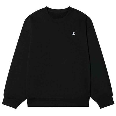 Calvin Klein Buchstaben-Logo Besticktes Lässiges Rundhals-Bequemes Vielseitiges Langarm-Sweatshirt Unisex-Sweatshirt Schwarz J326817
